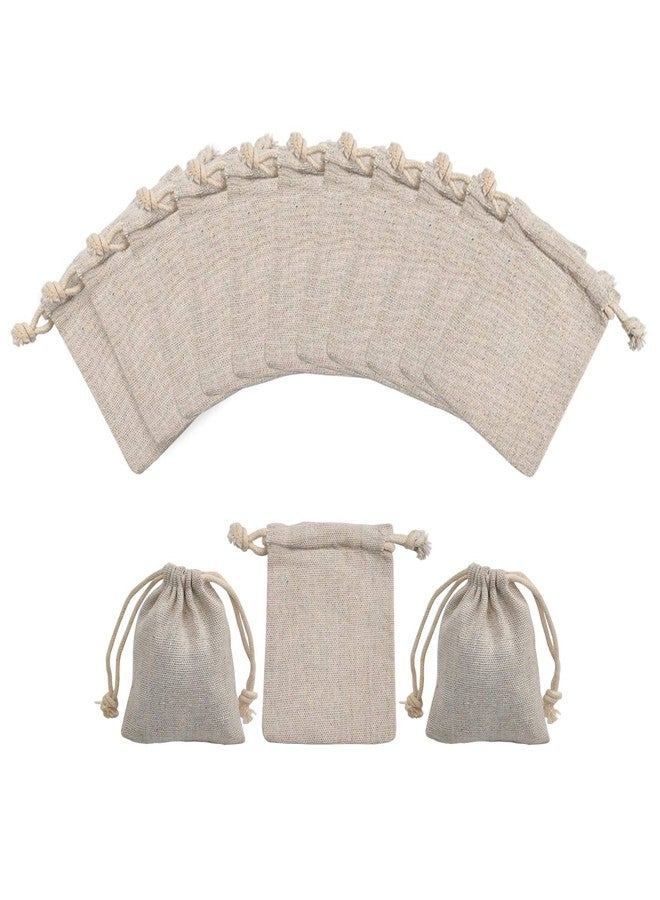 calary 50pcs 5x6.9 Inch Double Canvas Drawstring Bag Cotton Pouch Gift Sachet Bags Muslin Reusable Tea Bag - Image 4
